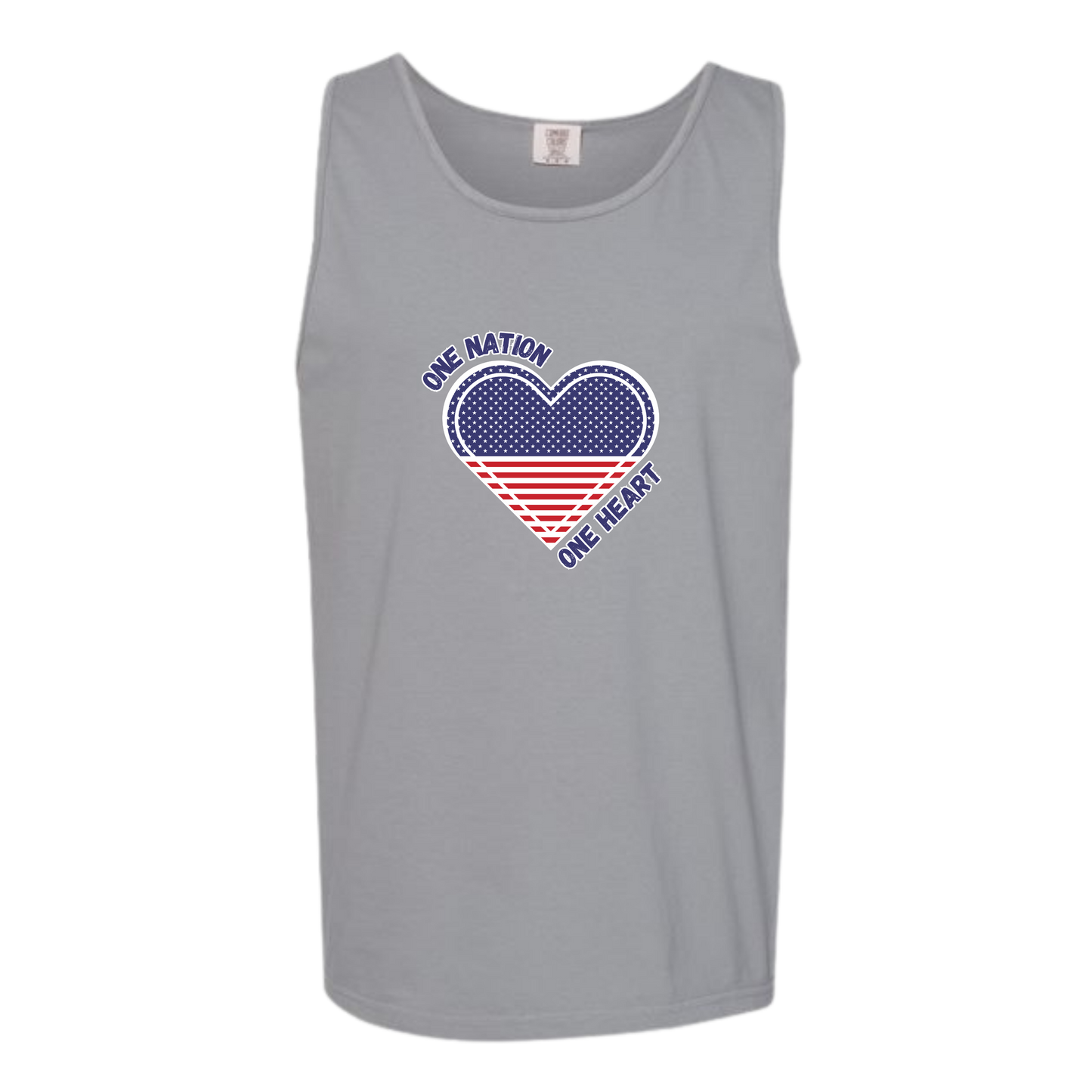 One Nation One Heart - Comfort Colors - Unisex Tank - Neutral Colors & Blues