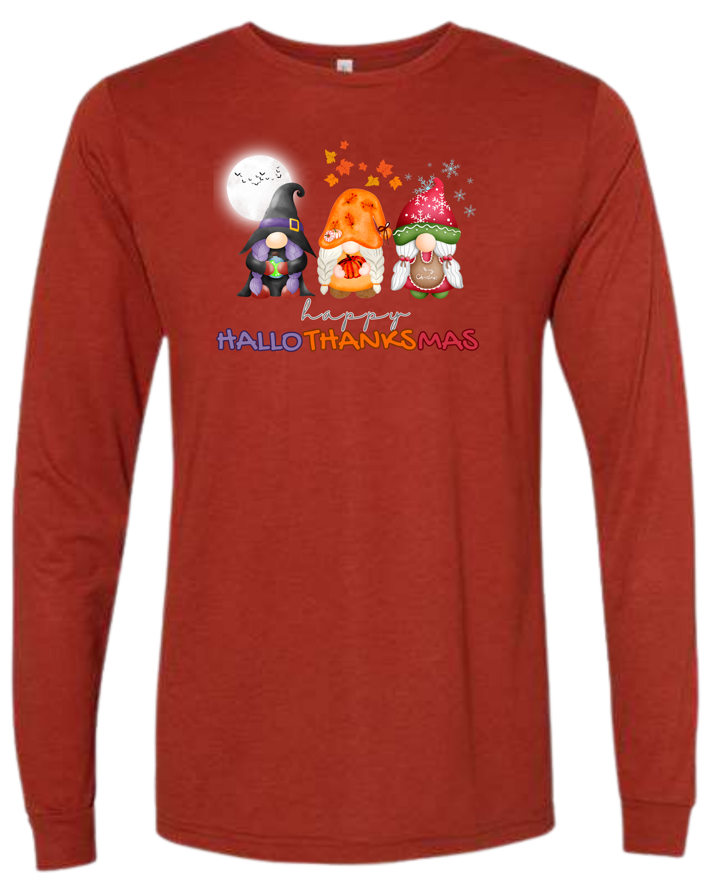 Happy HalloThanksMas Gnomes - Unisex Long Sleeve - Assorted Colors