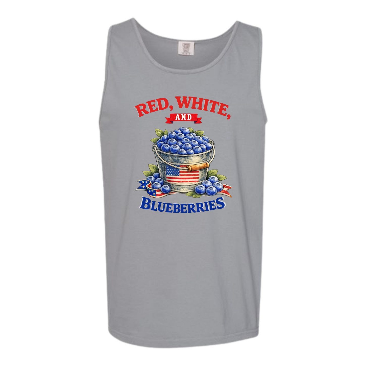 Red, White, And Blueberries - Comfort Colors - Unisex Tank - Neutral Colors & Blues