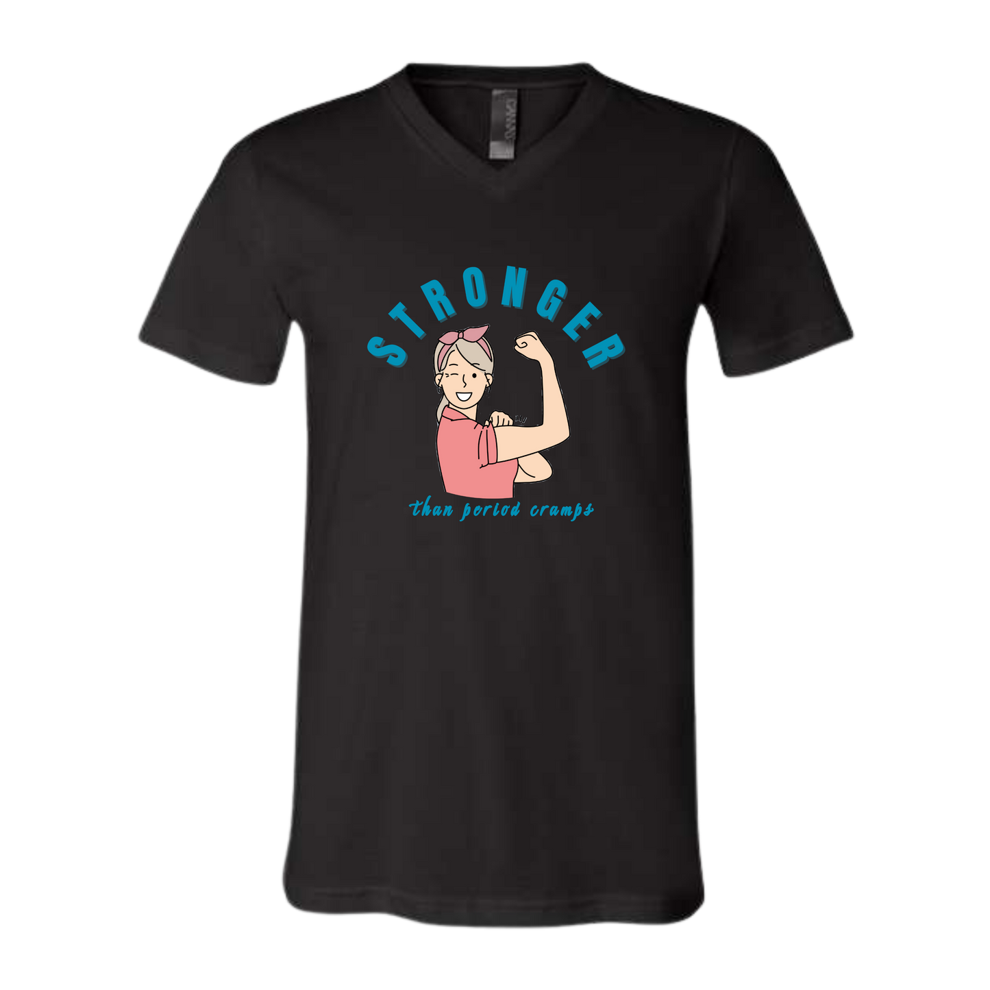 Stronger Than Period Cramps - Bella+Canvas - Unisex V-Neck - Neutral Colors