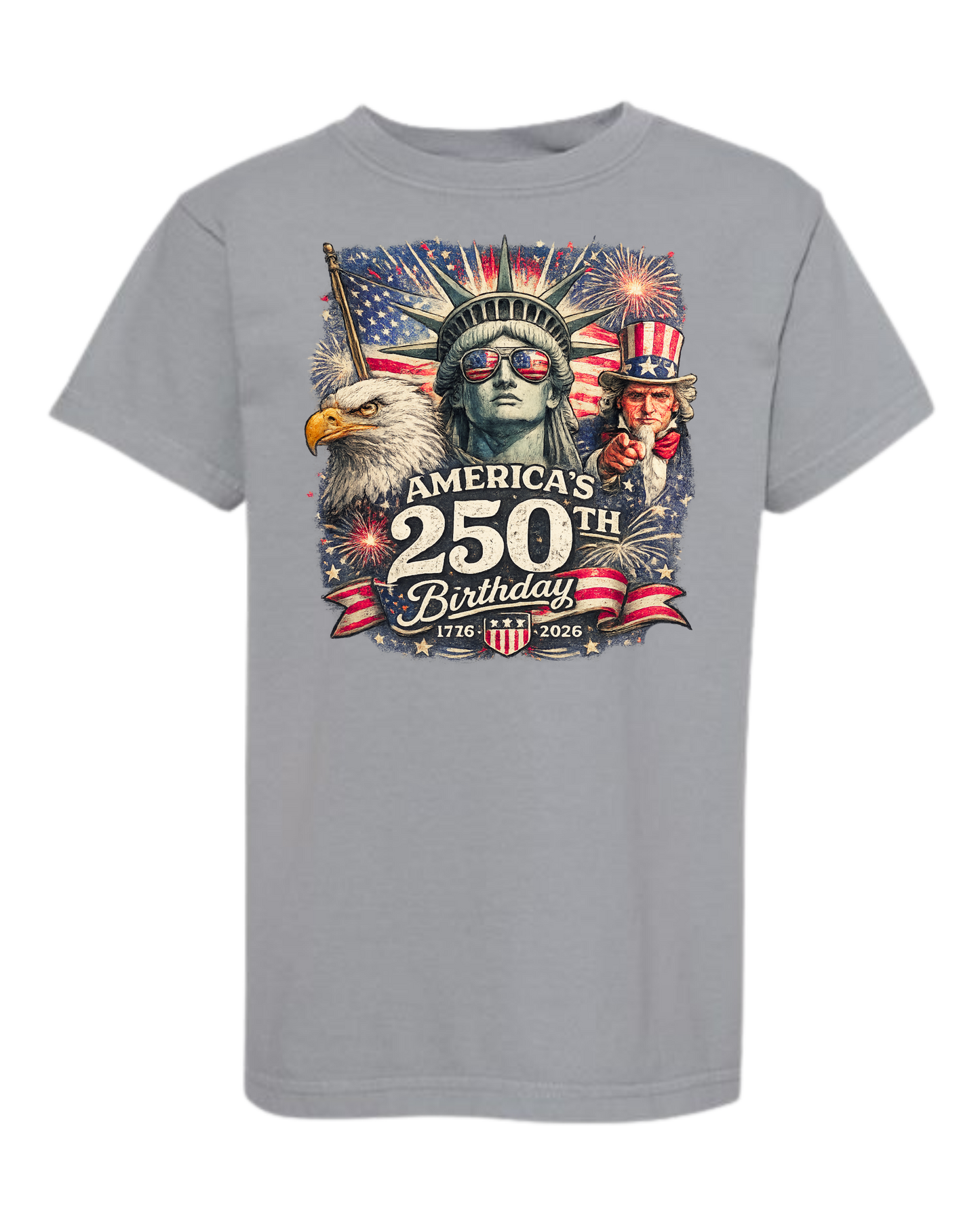 America's 250th Birthday - Comfort Colors - Heavyweight Youth Tee - Neutral Colors & Blues