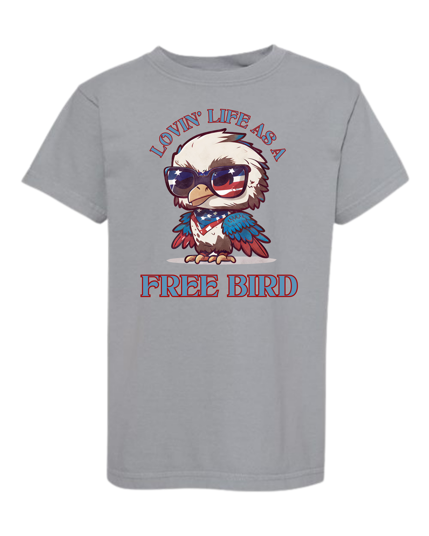 Lovin' Life as a Free Bird - Comfort Colors - Heavyweight Youth Tee - Neutral Colors & Blues