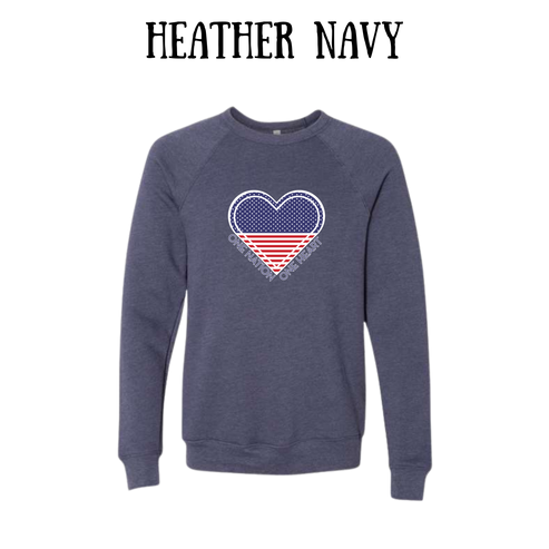 PP - One Nation One Heart - Sponge Fleece Raglan Sweatshirt - Blues, Purples