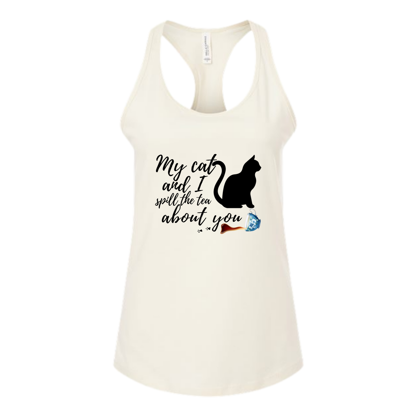 My Cat and I spill the tea about you - Bella+Canvas - Women's Jersey Racerback Tank