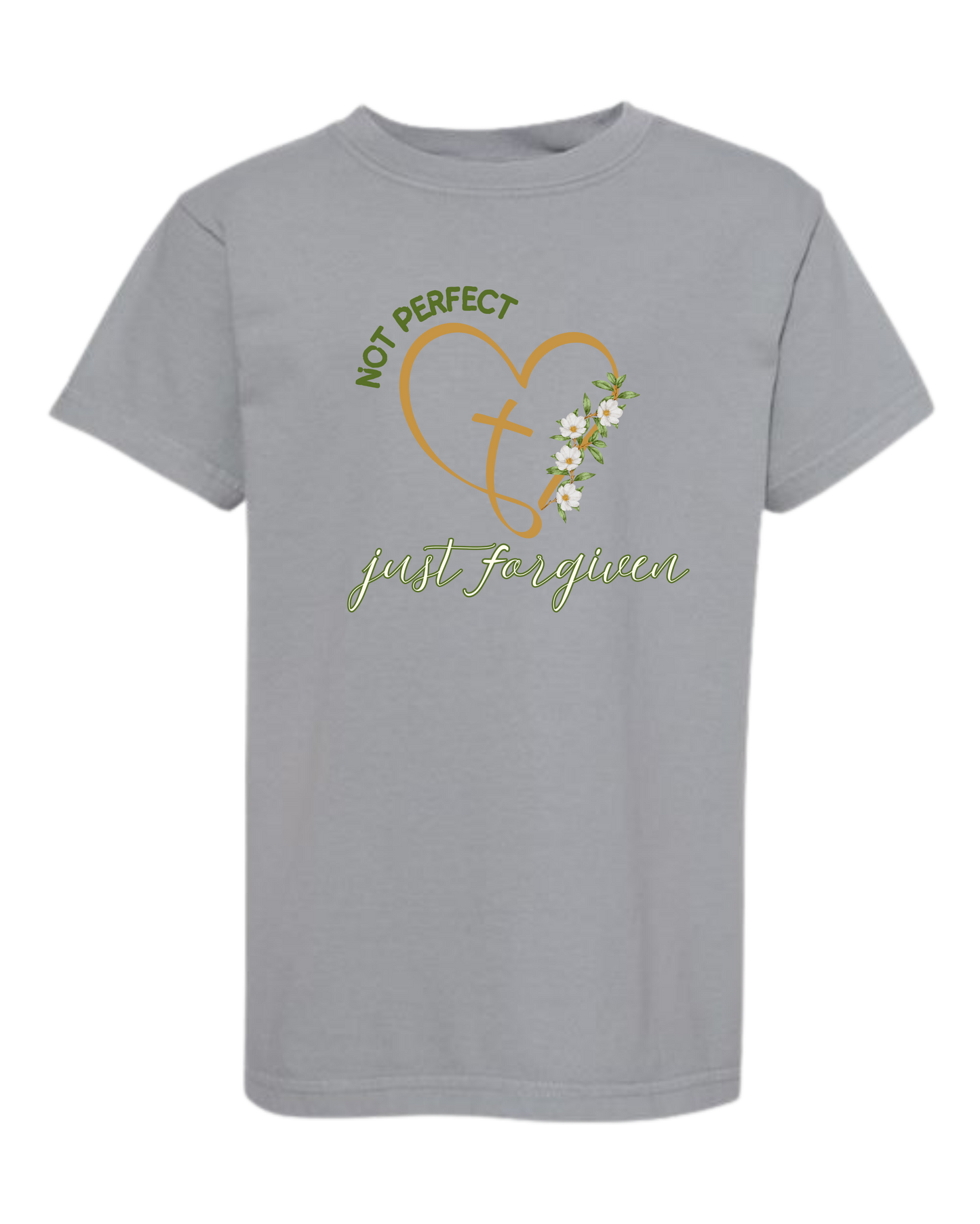 Not Perfect Just Forgiven - Comfort Colors - Heavyweight Youth Tee - Neutral Colors & Blues