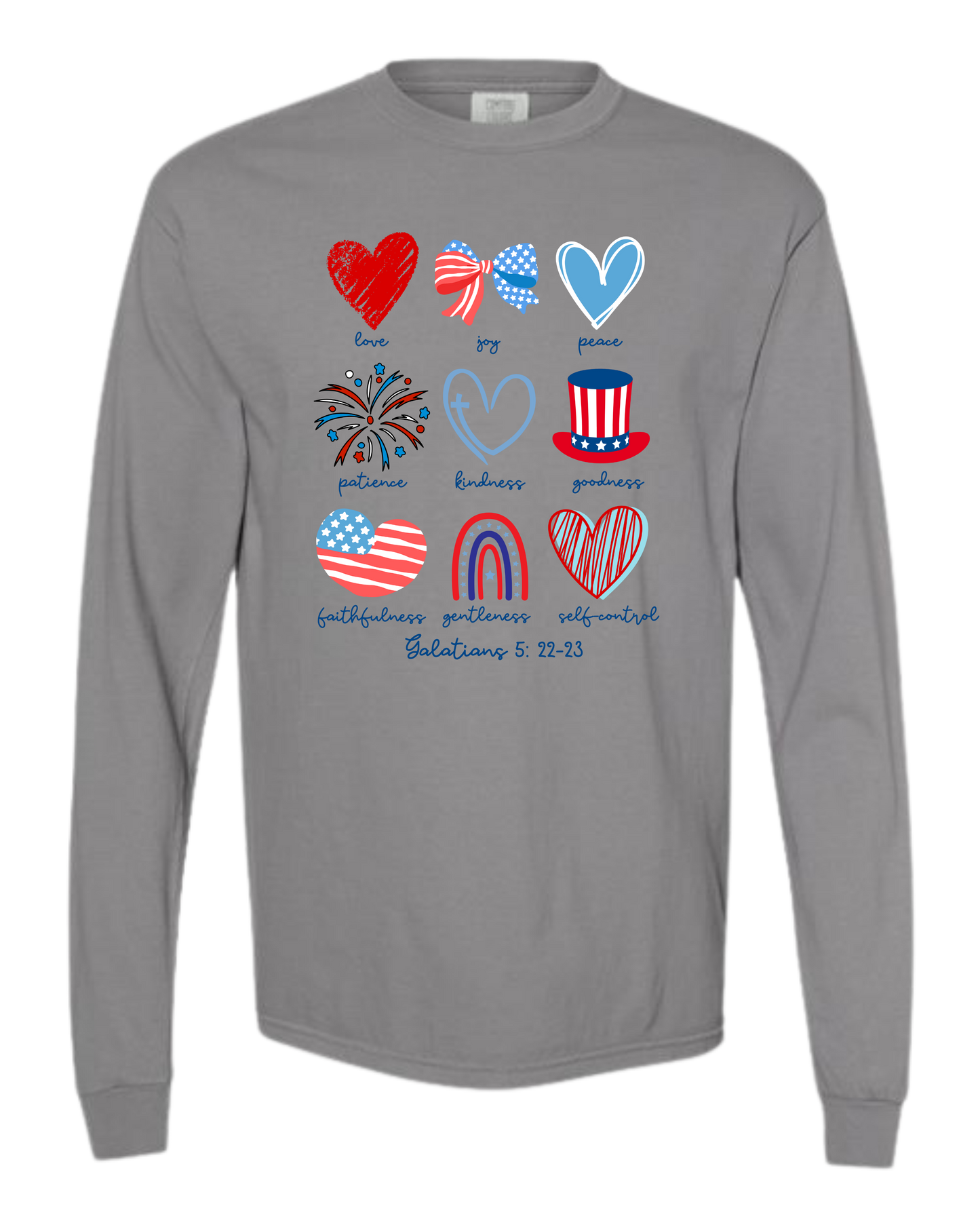 Galatians 5 - Patriotic - Comfort Colors - Heavyweight Long Sleeve Tee - Neutral Colors