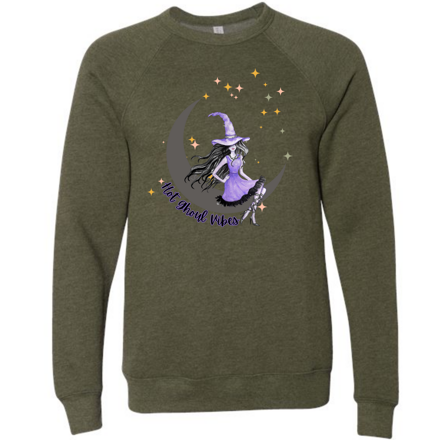 HP - Hot Ghoul Vibes - Sponge Fleece Raglan Sweatshirt - Greens, Neutrals