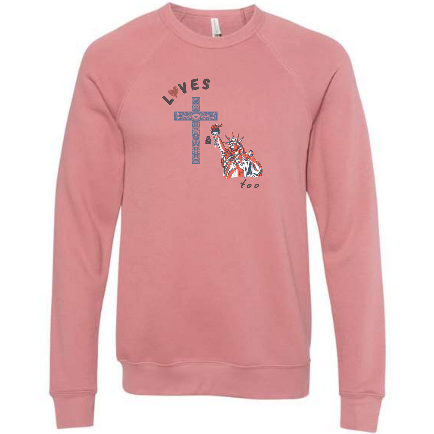 Loves Jesus & America too - Sponge Fleece Raglan Sweatshirt - Assorted Colors