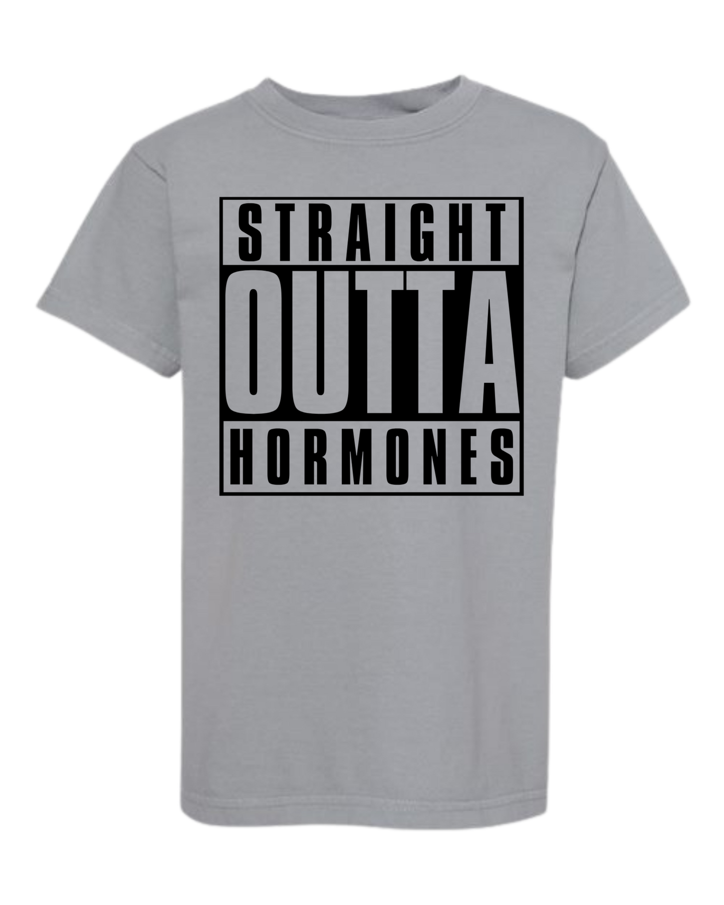 Straight Outta Hormones - Comfort Colors - Heavyweight Youth Tee - Neutral Colors & Blues