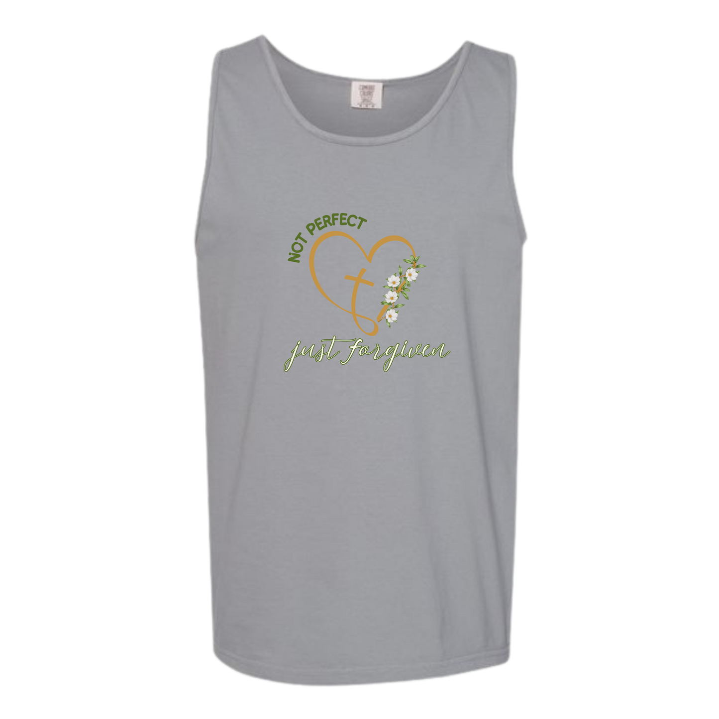 Not Perfect Just Forgiven - Comfort Colors - Unisex Tank - Neutral Colors & Blues