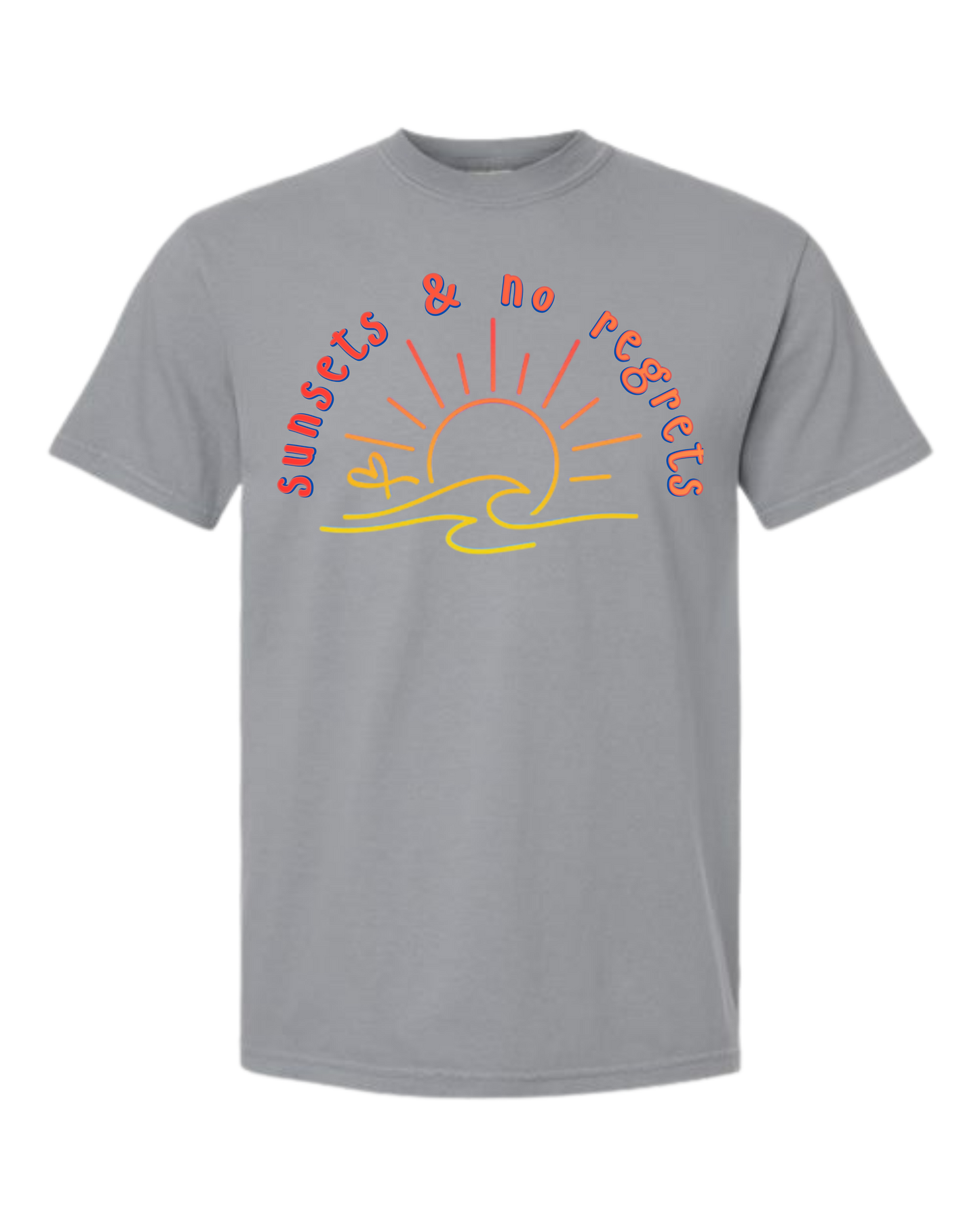 Sunsets & No Regrets - Comfort Colors - Heavyweight Unisex Tee - Neutral Colors