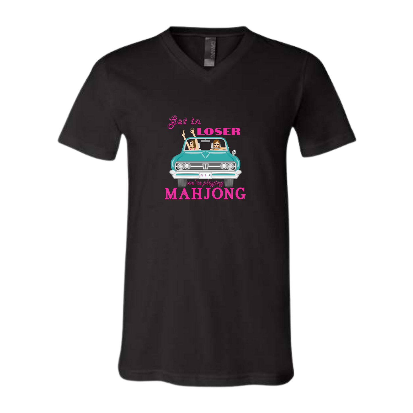 Get in Loser We're Playing Mahjong - Bella+Canvas - Unisex V-Neck - Neutral Colors