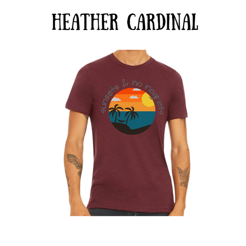 VP - Sunsets & No Regrets - Unisex Tee - Yellows, Oranges, Reds