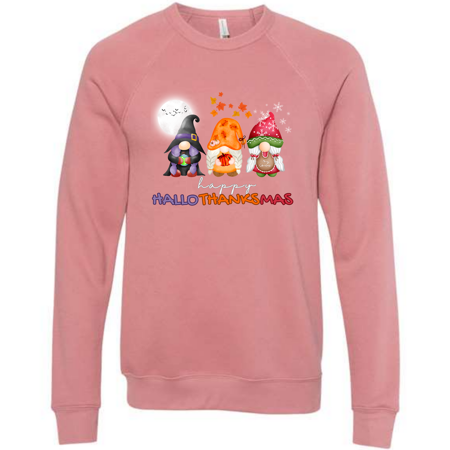 Happy Hallothanksmas Gnomes - Sponge Fleece Raglan Sweatshirt - Assorted Colors