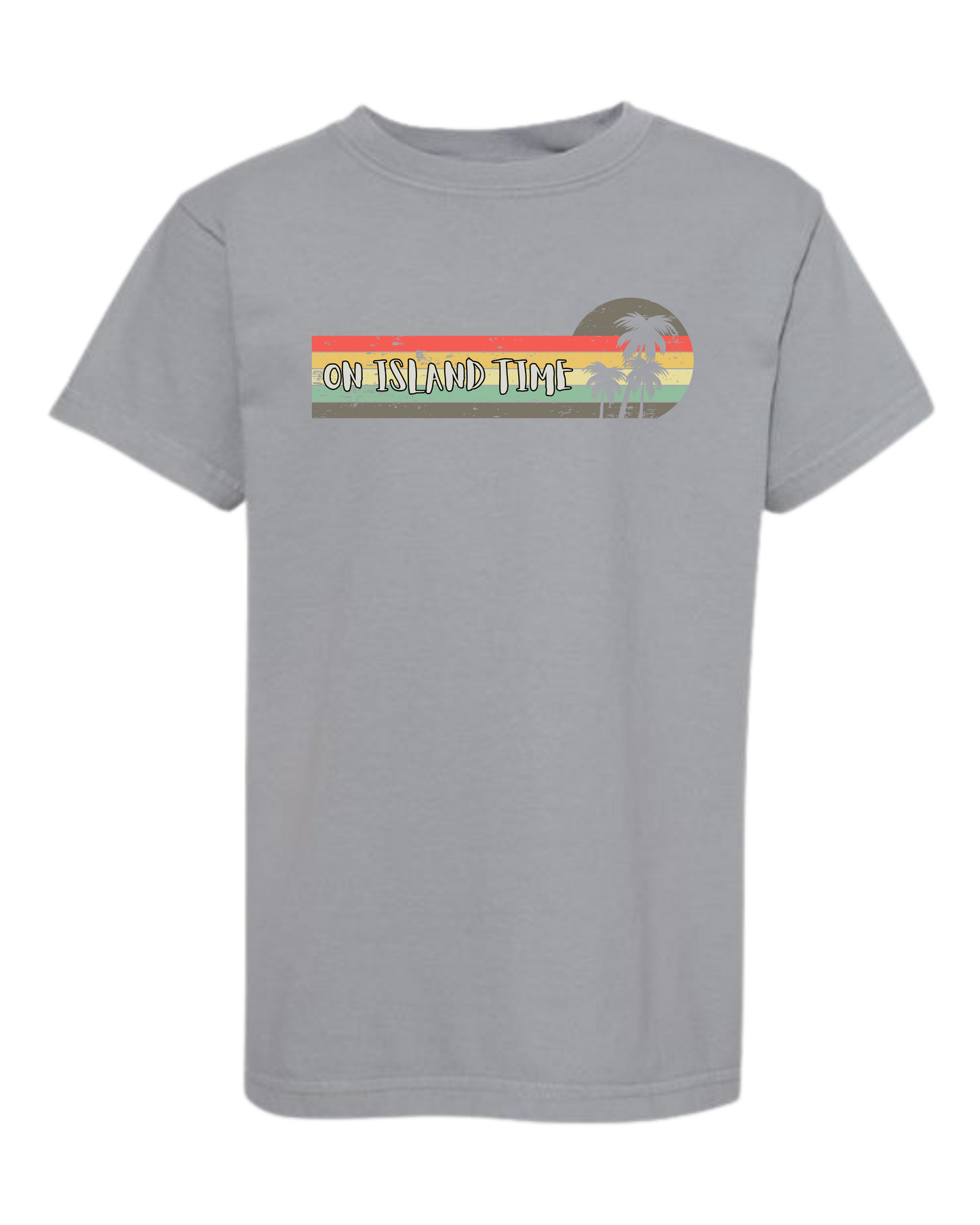 On Island Time - Comfort Colors - Heavyweight Youth Tee - Neutral Colors & Blues