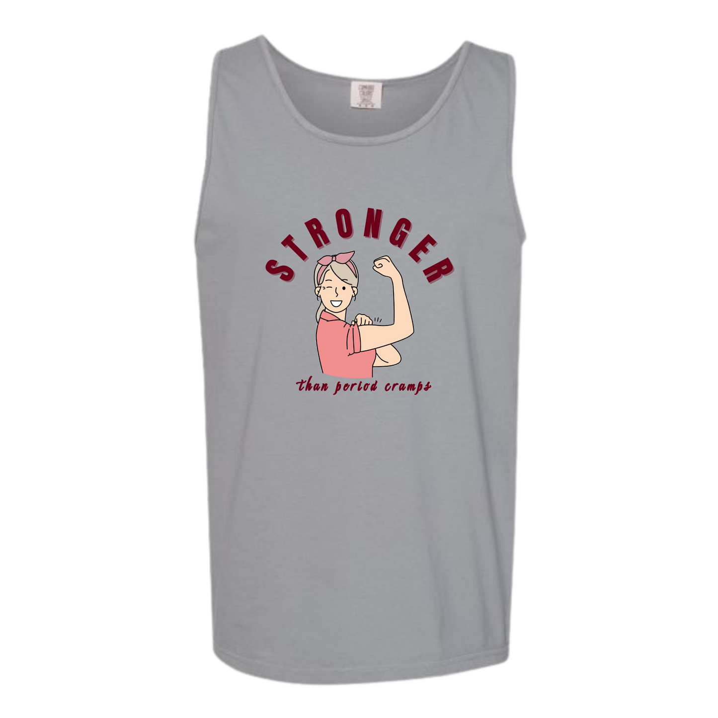 Stronger Than Period Cramps - Comfort Colors - Unisex Tank - Neutral Colors & Blues