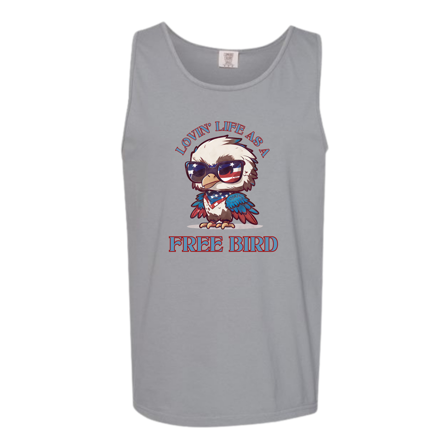 Lovin' Life as a Free Bird - Comfort Colors - Unisex Tank - Neutral Colors & Blues