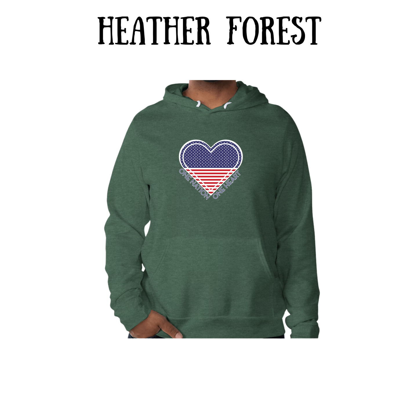 PP - One Nation One Heart - Sponge Fleece Hoodie - Greens, Neutrals