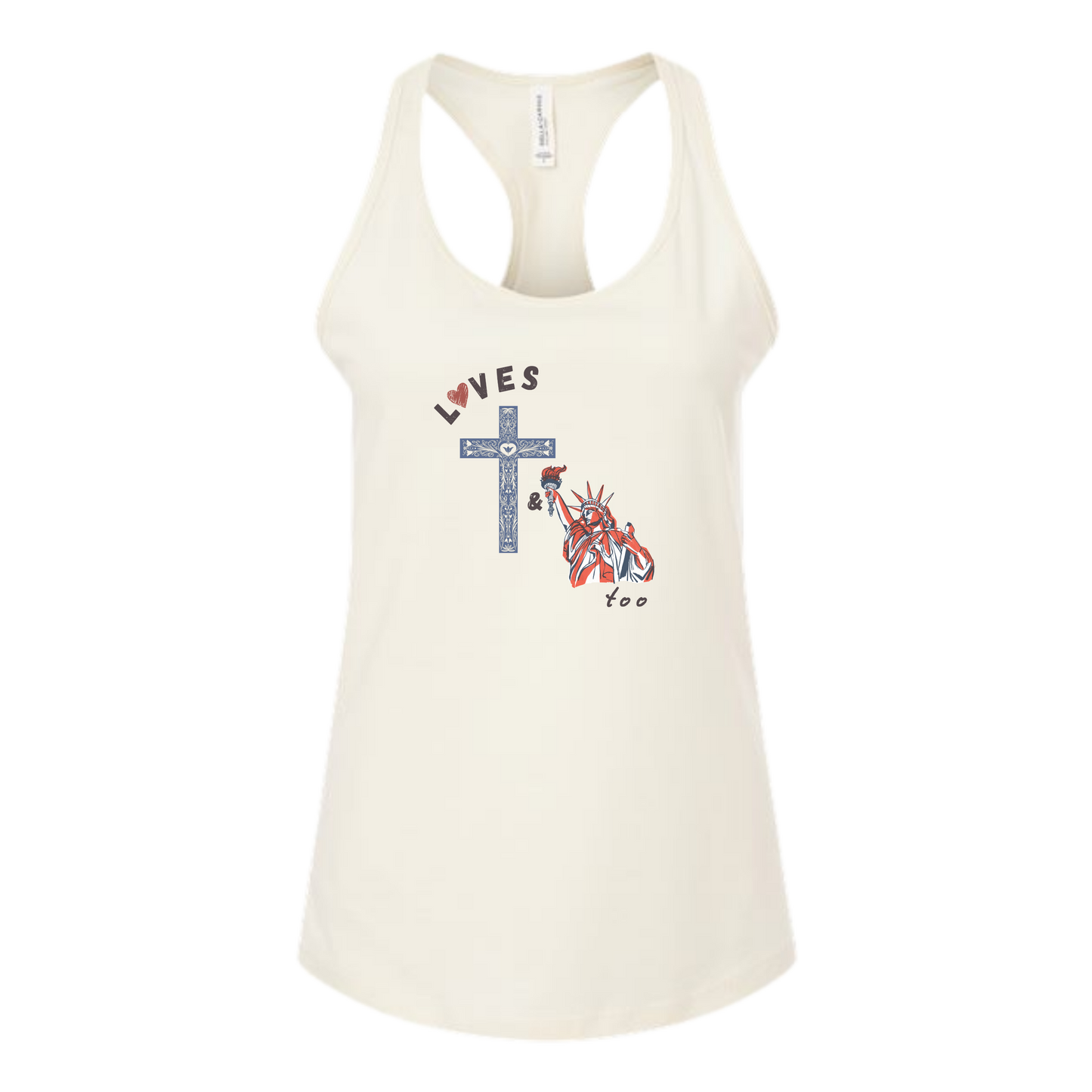 Loves Jesus & America too - Bella+Canvas - Women's Jersey Racerback Tank