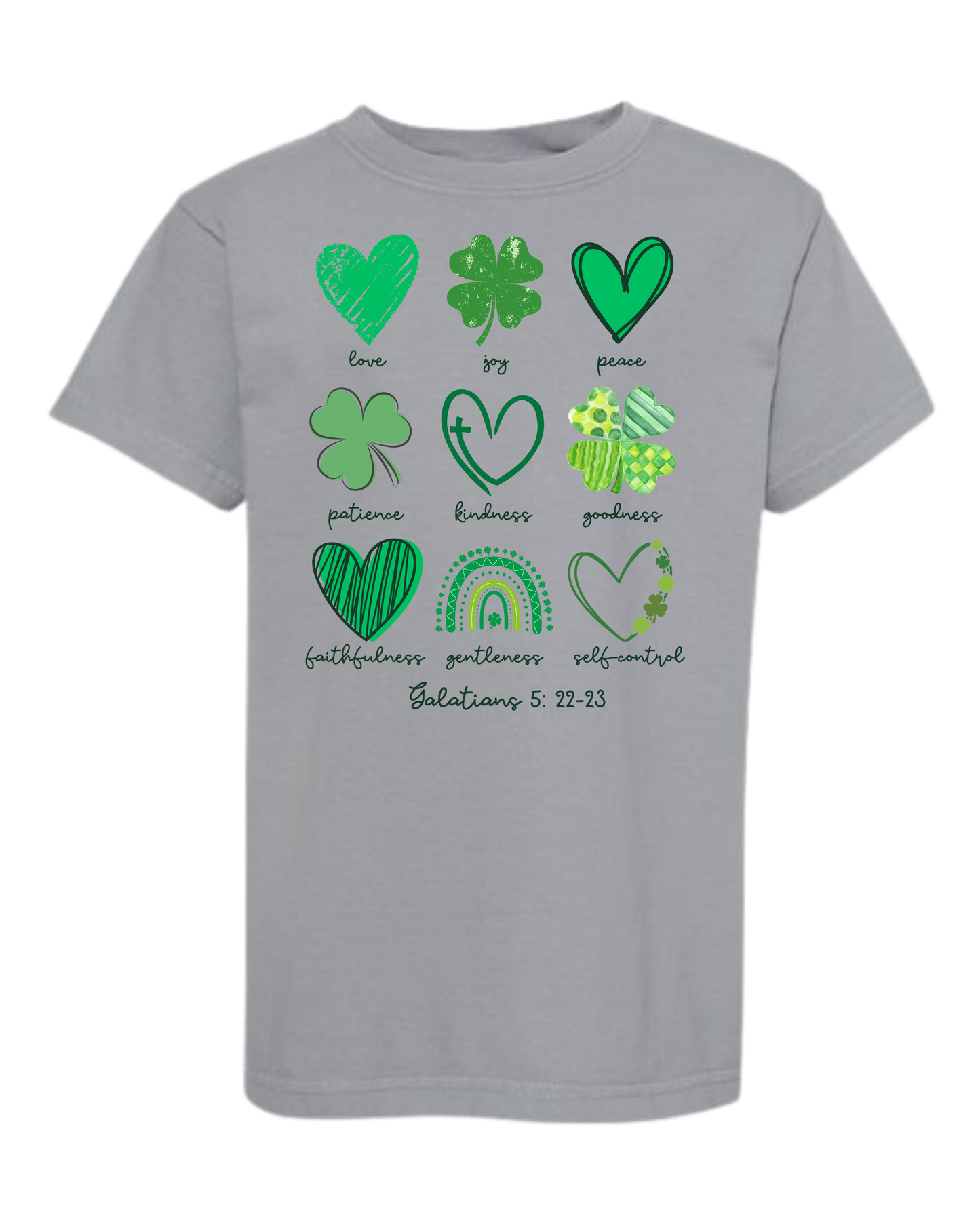 Galatians 5 - St Patrick's Day - Comfort Colors - Heavyweight Youth Tee - Neutral Colors & Blues