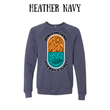 CP - Where We Listen and Don't Judge - Sponge Fleece Raglan Sweatshirt - Blues, Purples