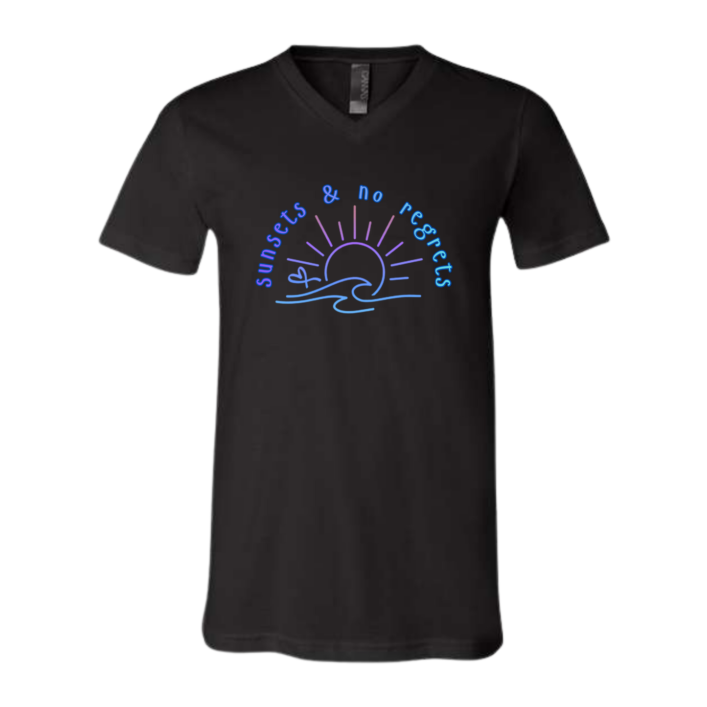 Sunsets & No Regrets - Bella+Canvas - Unisex V-Neck - Neutral Colors