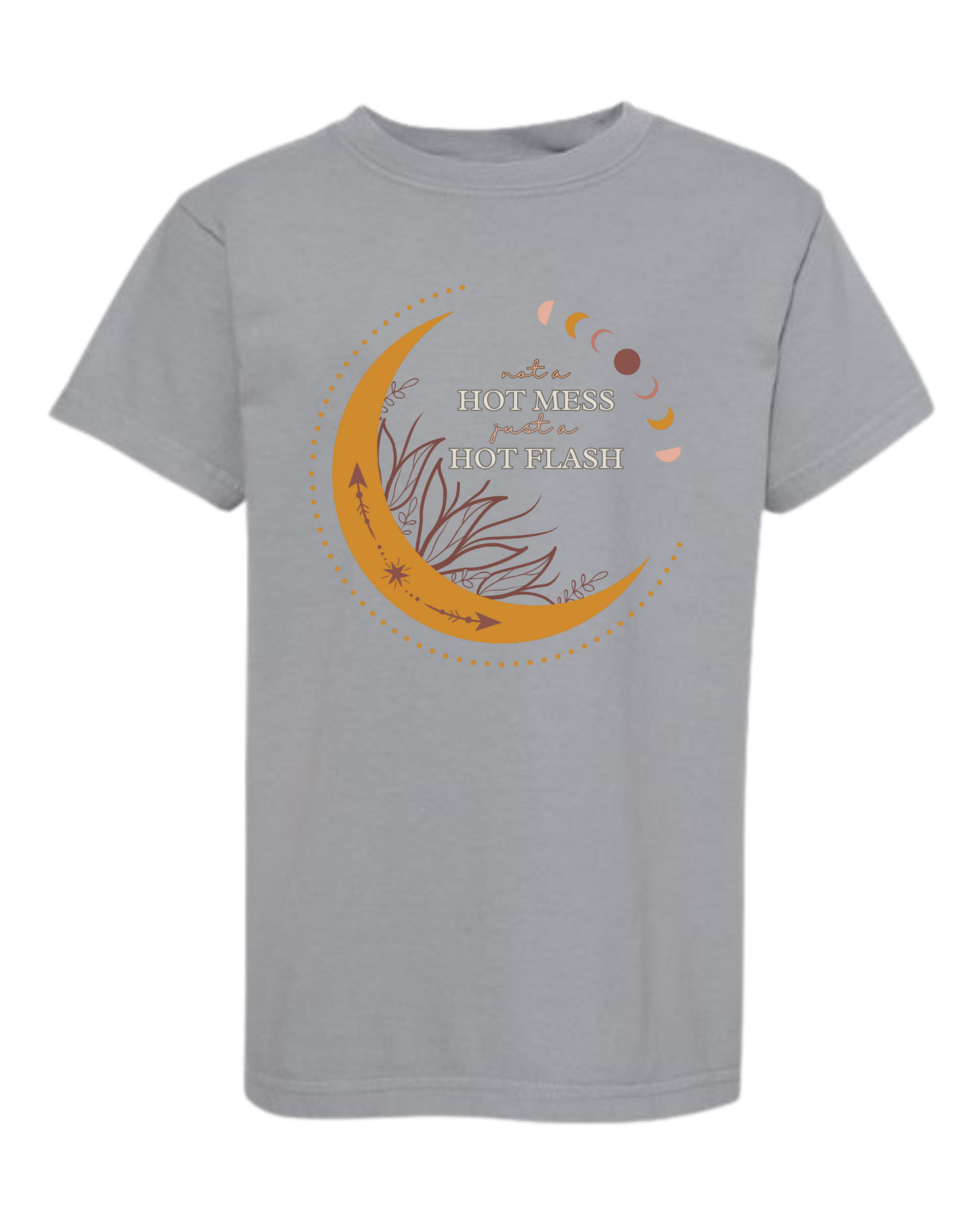 Not A Hot Mess Just A Hot Flash - Comfort Colors - Heavyweight Youth Tee - Neutral Colors & Blues
