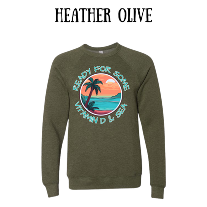 VP - Ready For Some Vitamin D & Sea - Sponge Fleece Raglan Sweatshirt - Greens, Neutrals