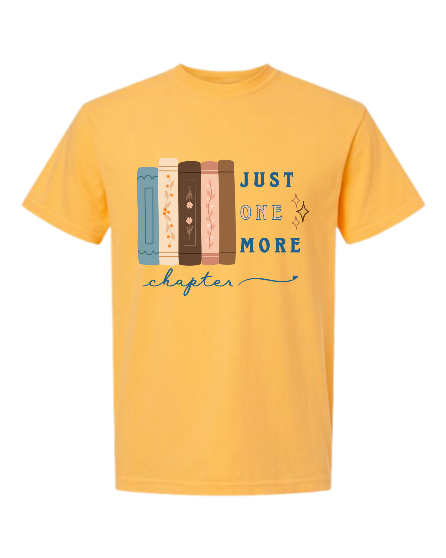 Just One More Chapter - Comfort Colors - Heavyweight Unisex Tee - Yellows, Oranges, Reds