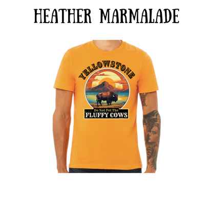 CP - Yellowstone: Fluffy Cows - Unisex Tee - Yellows, Oranges, Reds