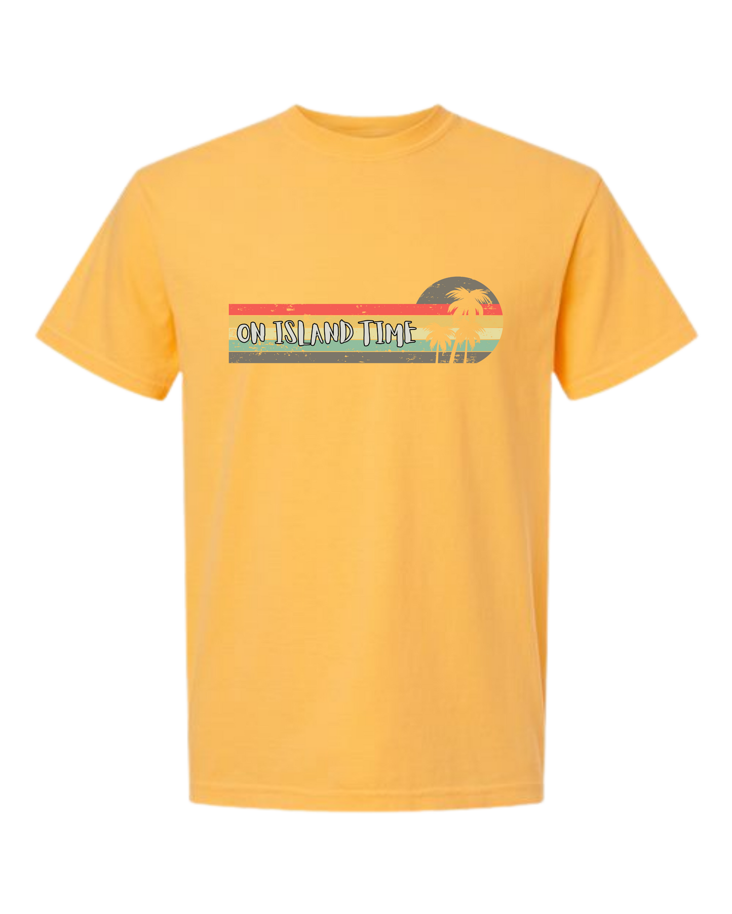 On Island Time - Comfort Colors - Heavyweight Unisex Tee - Yellows, Oranges, Reds