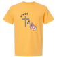 Loves Jesus & America too - Comfort Colors - Heavyweight Unisex Tee - Yellows, Oranges, Reds
