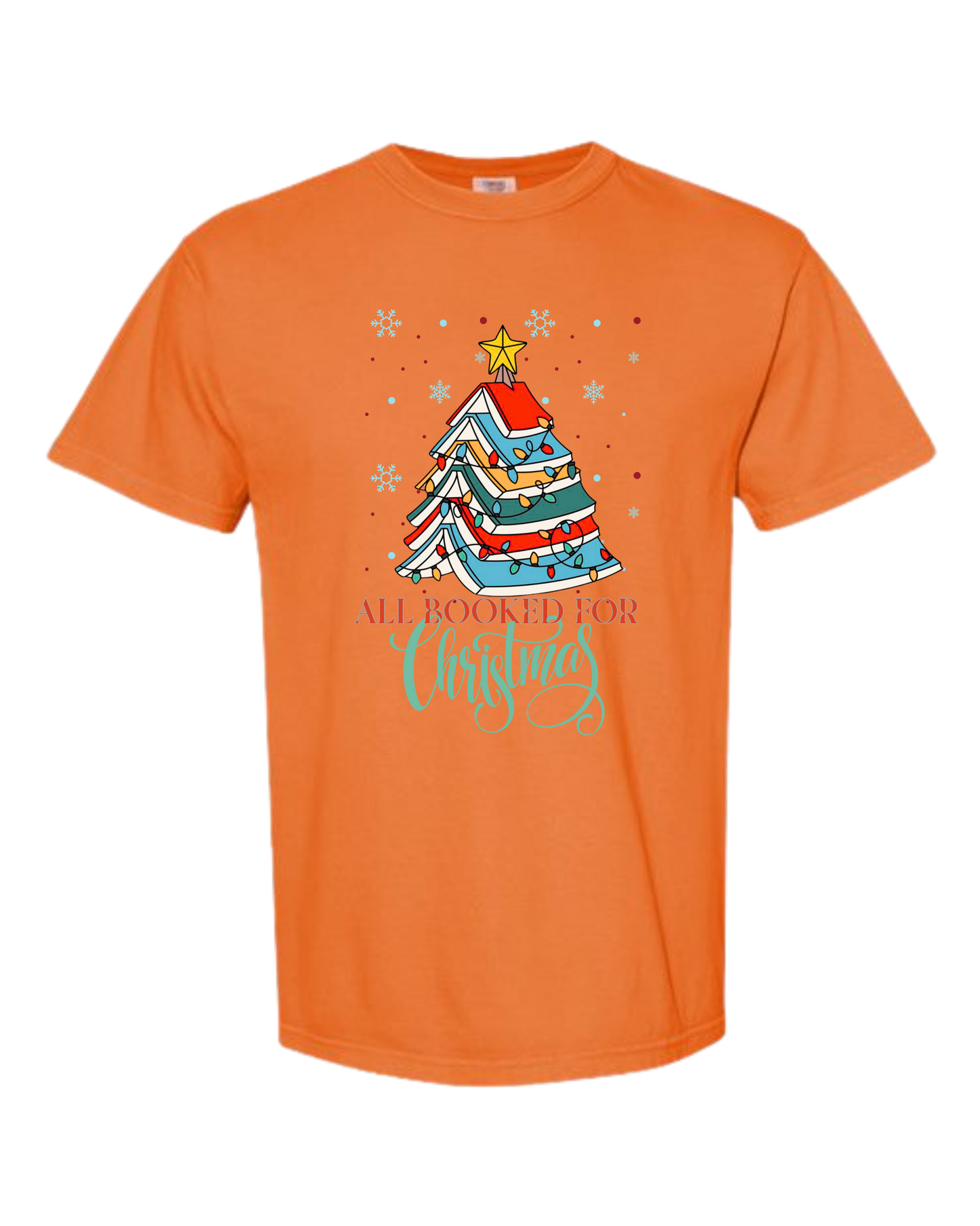 All Booked For Christmas - Comfort Colors - Heavyweight Unisex Tee - Yellows, Oranges