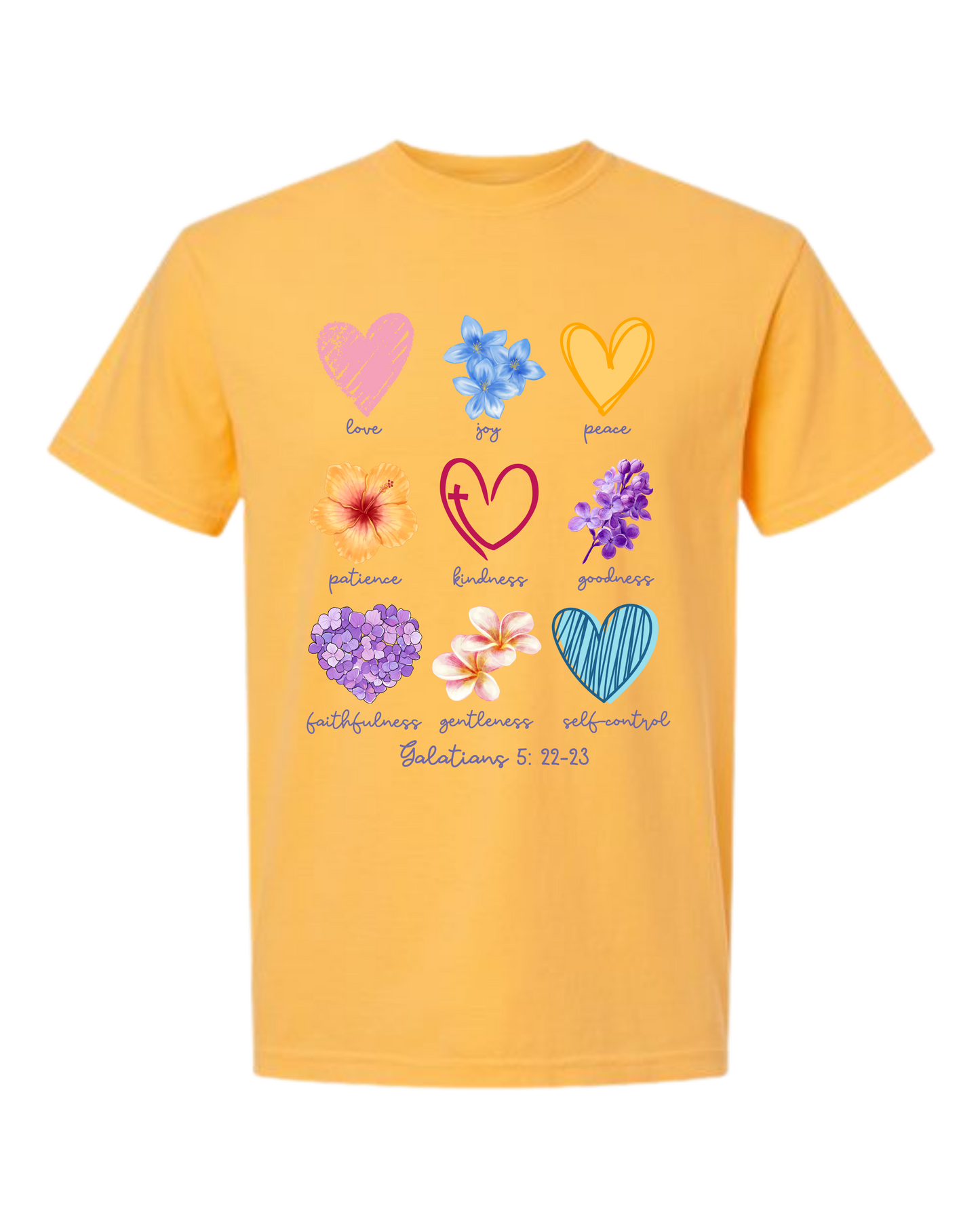 Galatians 5 - Spring - Comfort Colors - Heavyweight Unisex Tee - Yellows, Oranges, Reds