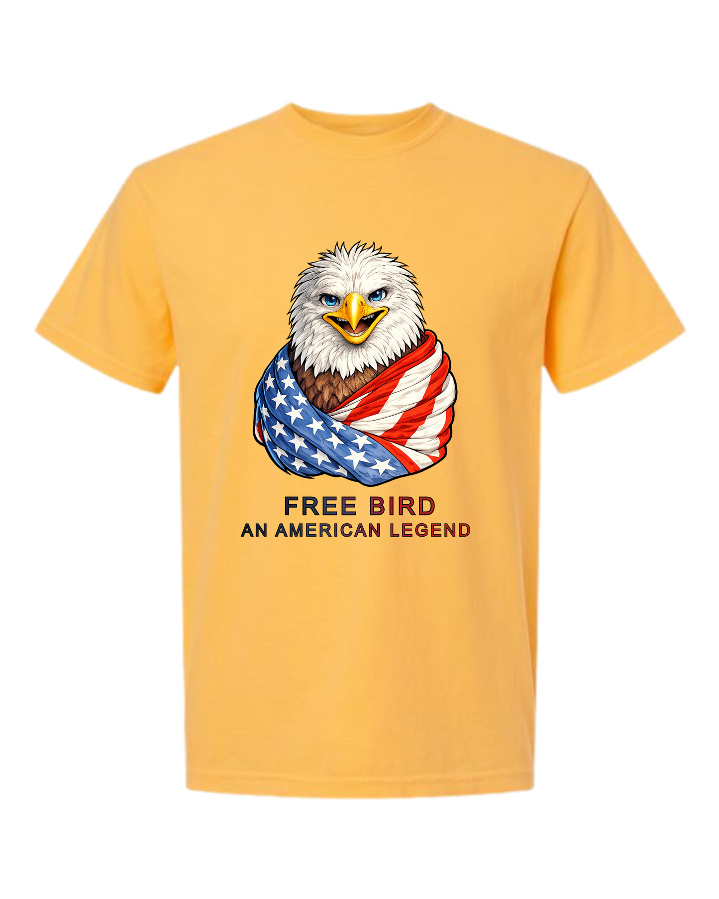 Free Bird An American Legend - Comfort Colors - Heavyweight Unisex Tee - Yellows, Oranges, Reds