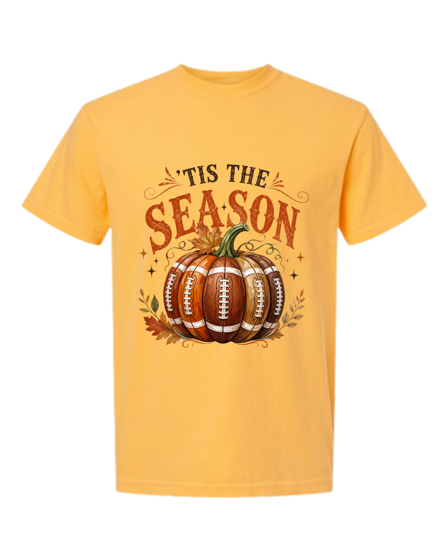 'Tis Football Season - Comfort Colors - Heavyweight Unisex Tee - Yellows, Oranges, Reds