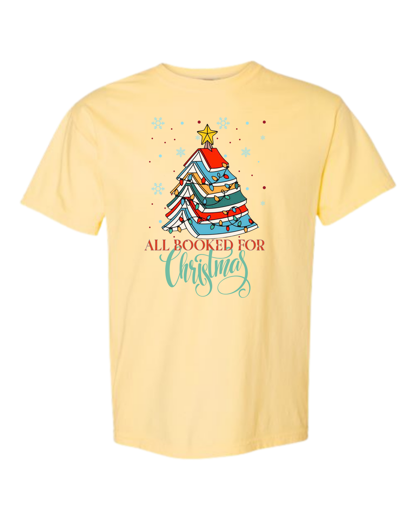 All Booked For Christmas - Comfort Colors - Heavyweight Unisex Tee - Yellows, Oranges