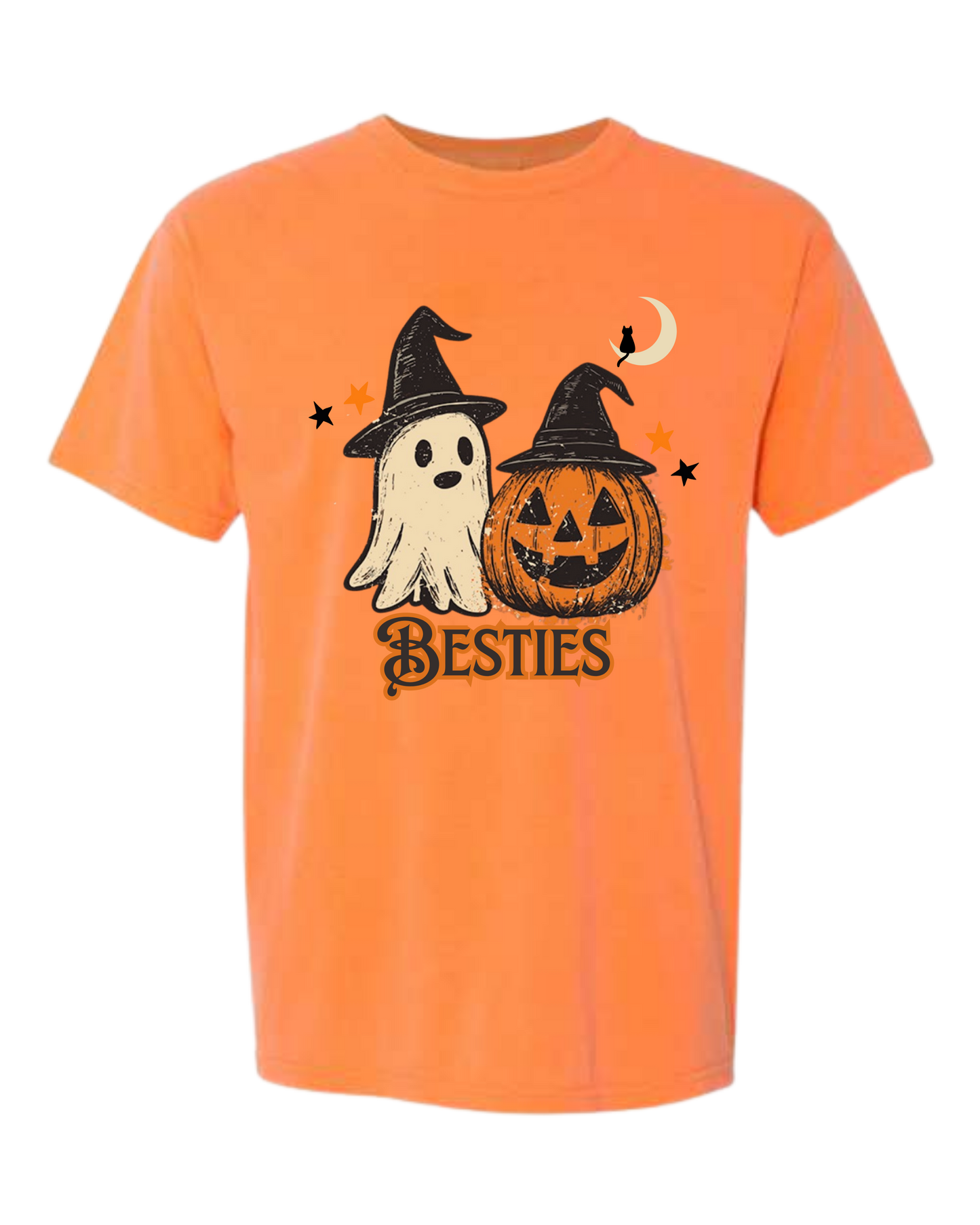 Halloween Besties - Comfort Colors - Heavyweight Unisex Tee - Yellows, Oranges, Reds
