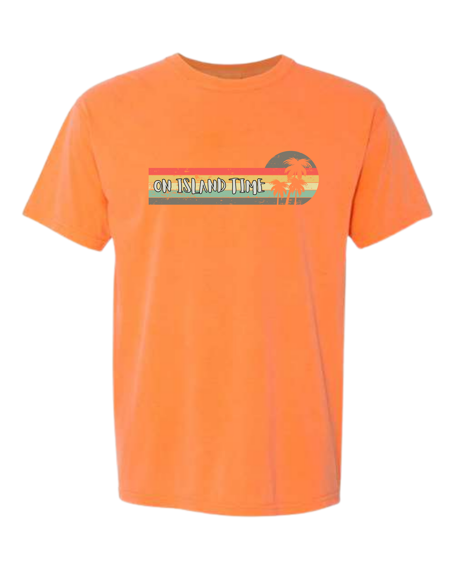 On Island Time - Comfort Colors - Heavyweight Unisex Tee - Yellows, Oranges, Reds