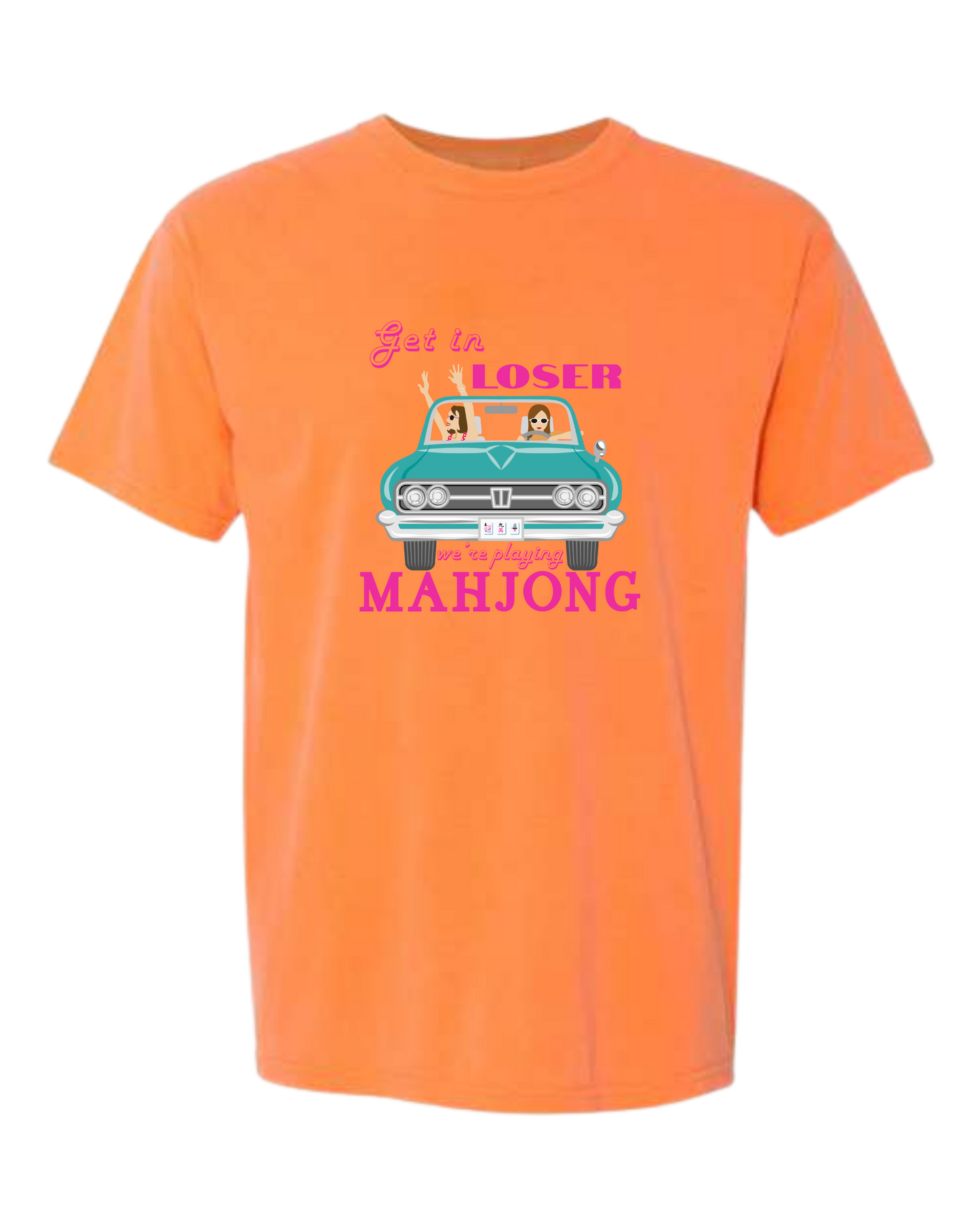 Get in Loser We're Playing Mahjong - Comfort Colors - Heavyweight Unisex Tee - Yellows, Oranges, Reds