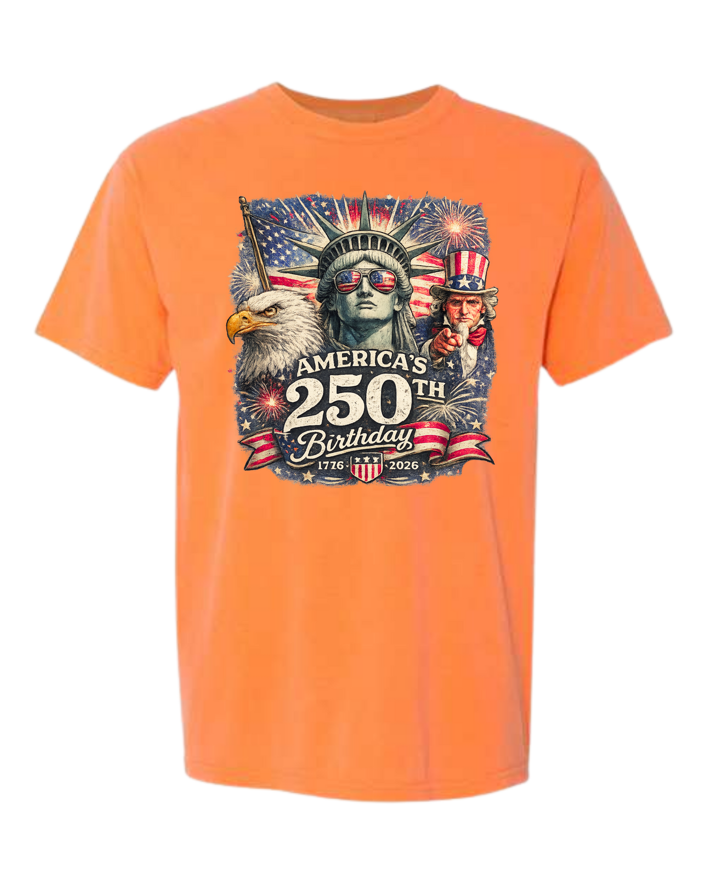 America's 250th Birthday - Comfort Colors - Heavyweight Unisex Tee - Yellows, Oranges, Reds