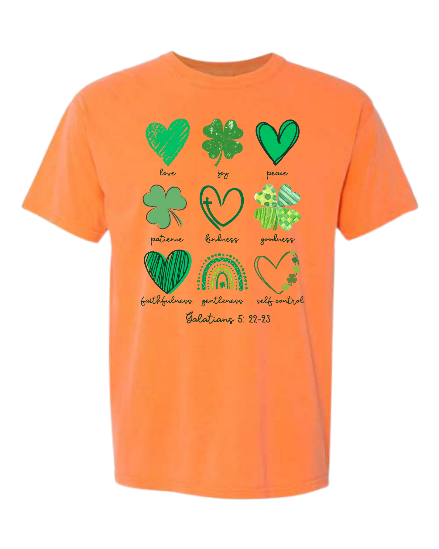 Galatians 5 - St Patrick's Day - Comfort Colors - Heavyweight Unisex Tee - Yellows, Oranges, Reds