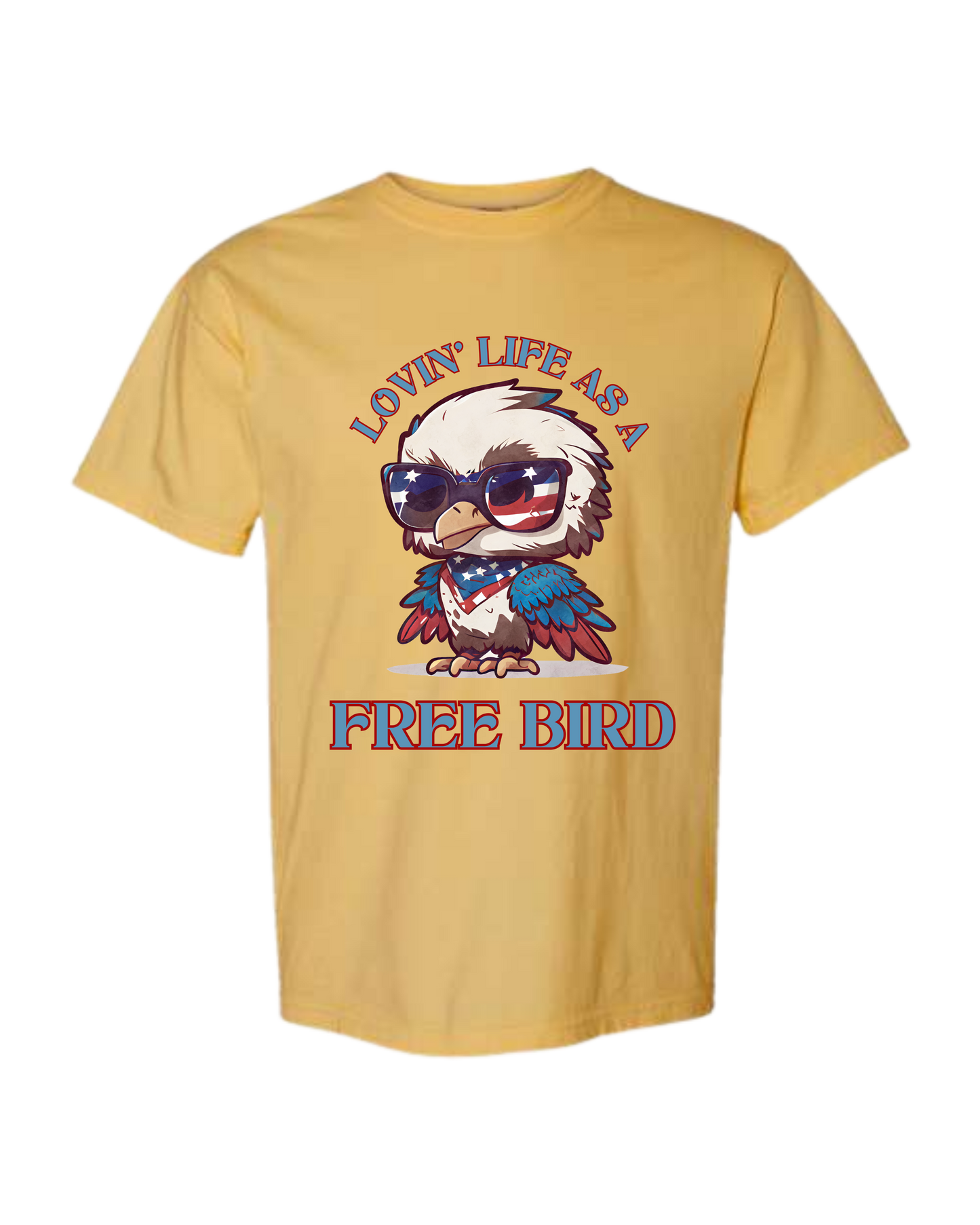 Lovin' Life as a Free Bird - Comfort Colors - Heavyweight Unisex Tee - Yellows, Oranges, Reds
