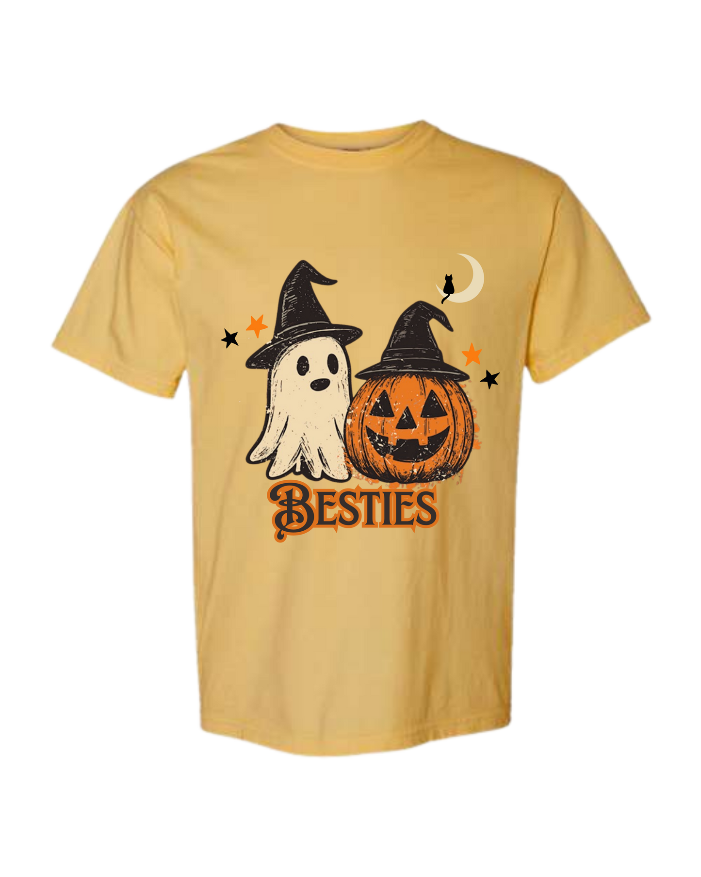 Halloween Besties - Comfort Colors - Heavyweight Unisex Tee - Yellows, Oranges, Reds