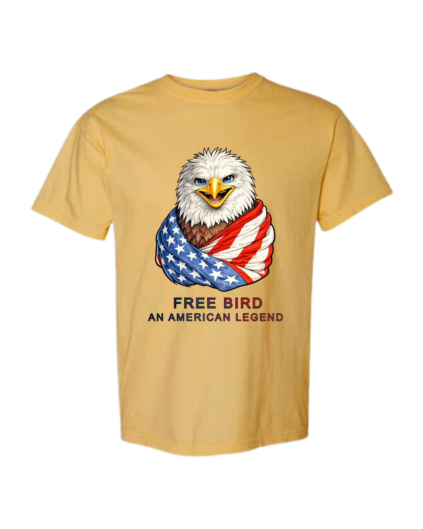 Free Bird An American Legend - Comfort Colors - Heavyweight Unisex Tee - Yellows, Oranges, Reds