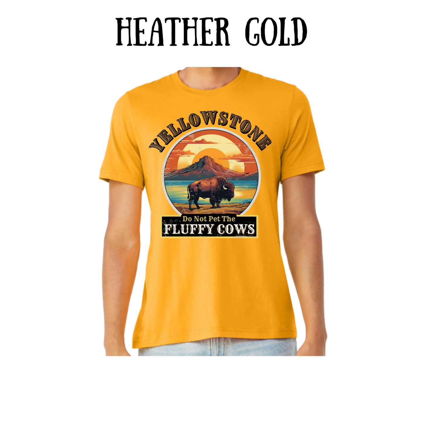 CP - Yellowstone: Fluffy Cows - Unisex Tee - Yellows, Oranges, Reds