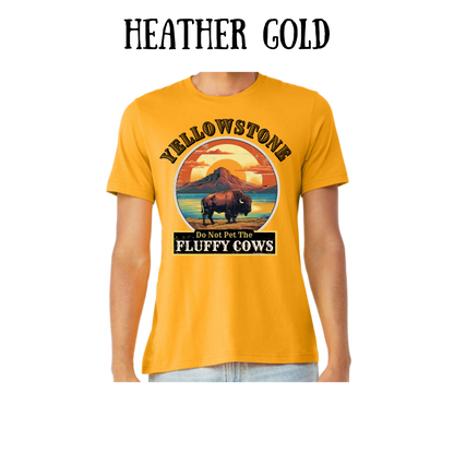 CP - Yellowstone: Fluffy Cows - Unisex Tee - Yellows, Oranges, Reds