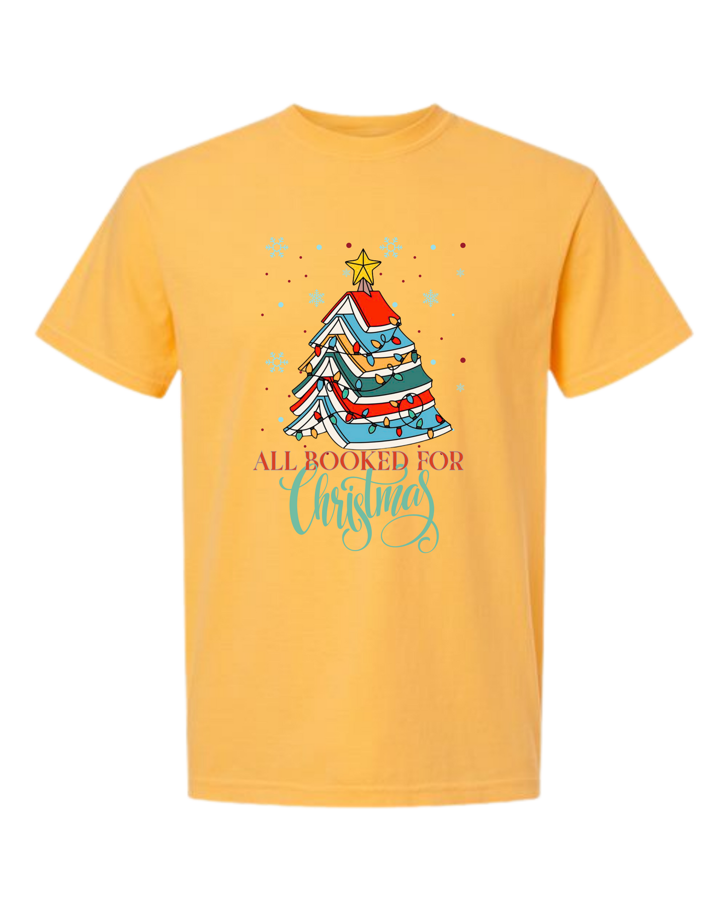 All Booked For Christmas - Comfort Colors - Heavyweight Unisex Tee - Yellows, Oranges