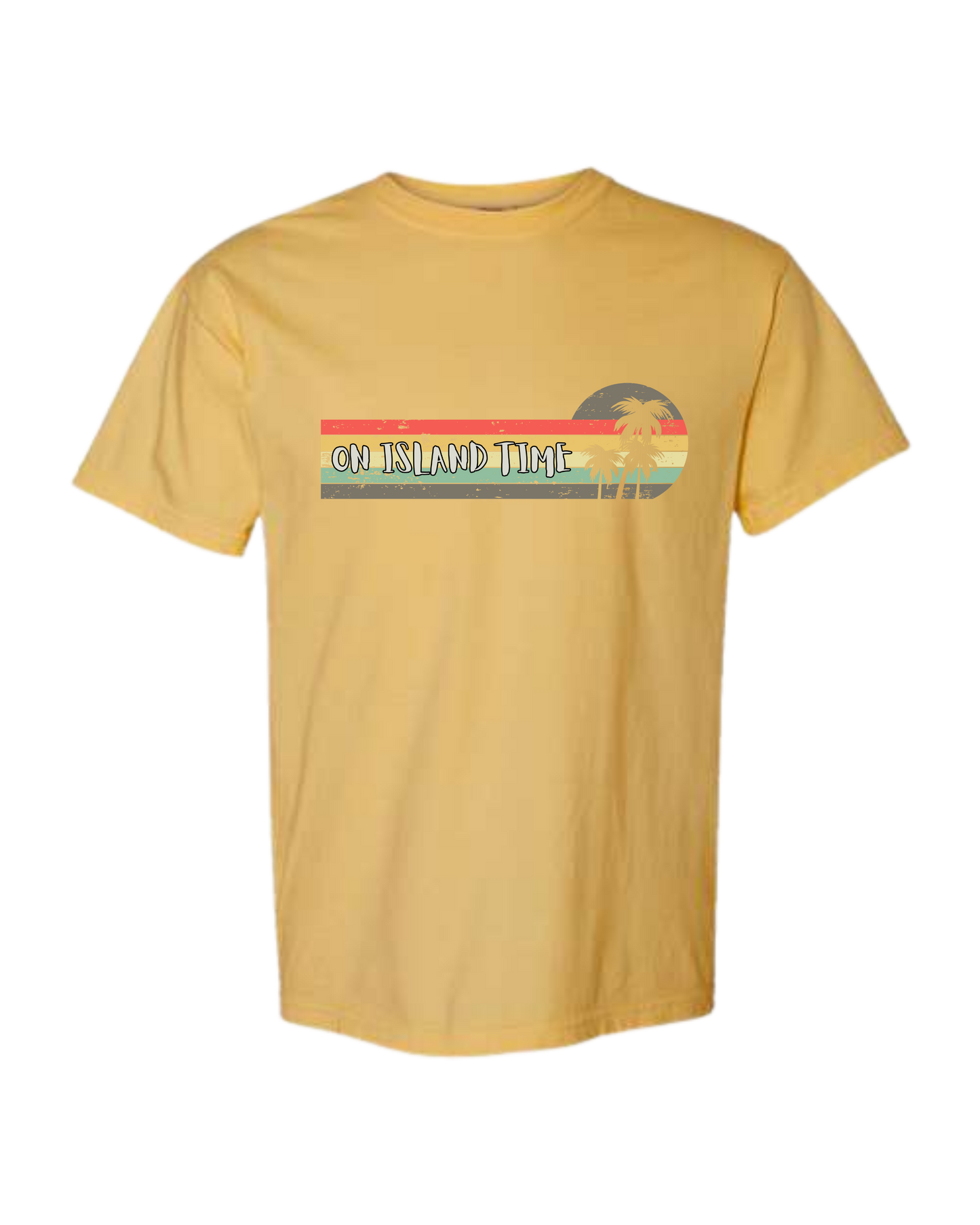 On Island Time - Comfort Colors - Heavyweight Unisex Tee - Yellows, Oranges, Reds