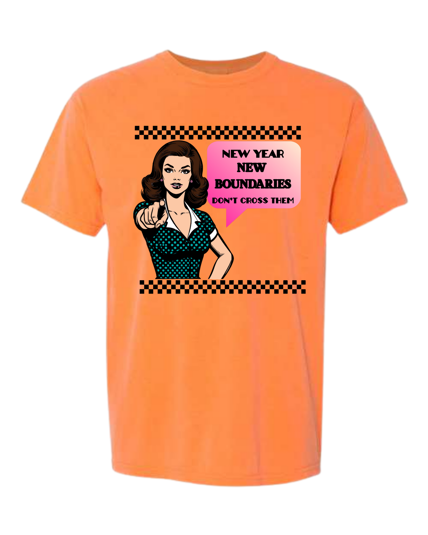 New Year New Boundaries - Comfort Colors - Heavyweight Unisex Tee - Yellows, Oranges, Reds